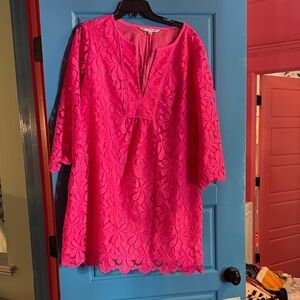 Trina Turk Pink Floral Dress 14 hot pink